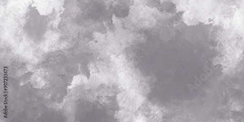 1037Abstract white and gray isolated cloud cumulus clouds. Gray aquarelle painted realistic fog or mist smoky textured canvas design. White and ash messy wall stucco texture background.