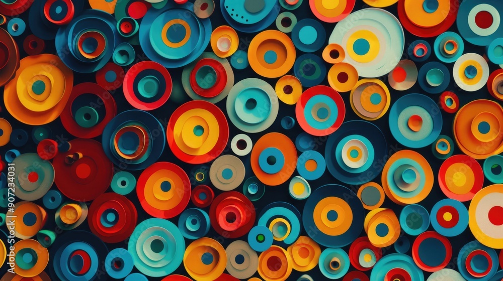 Colorful shapes on a dark surface Colorful shapes on a dark surface