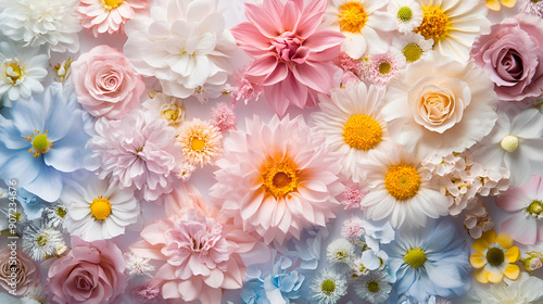 fondo de flores elegantes estilo romantico diferentes tipos de flore en tonos pastel delicado y elegante para decoracion diseño creativo