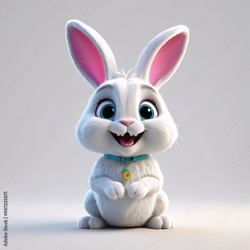 3D cute rabbit character, cute expression. 3D cute rabbit character, cute expression.