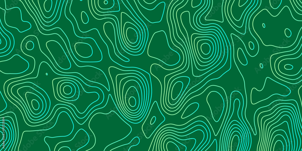 Naklejka premium Abstract lines background. Contour maps. Vector illustration. green background from Ocean topographic. Geographic mountain relief. Business concept. Green movement. Poster for travel, business.