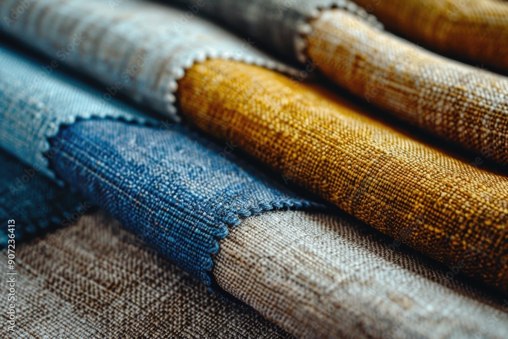 A close-up view of various colored fabrics, ideal for use in textile design, fashion, or interior decoration A close-up view of various colored fabrics, ideal for use in textile design, fashion, or interior decoration