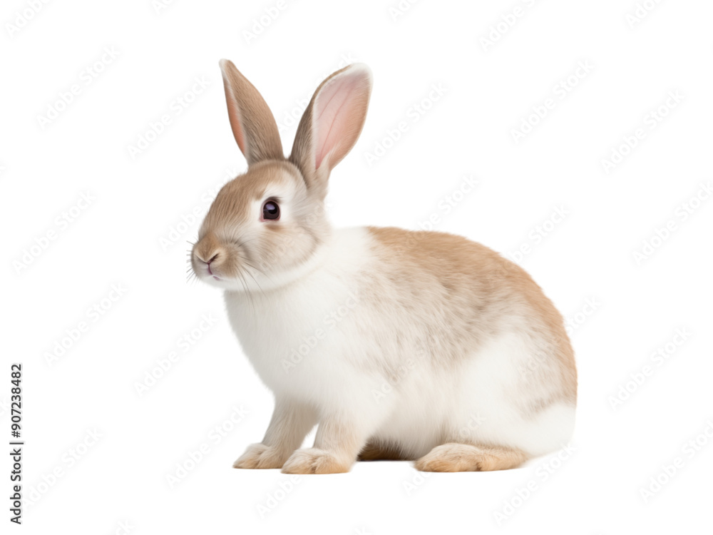 Adorable Beige Rabbit Sitting On Transparent Background Adorable Beige Rabbit Sitting On Transparent Background