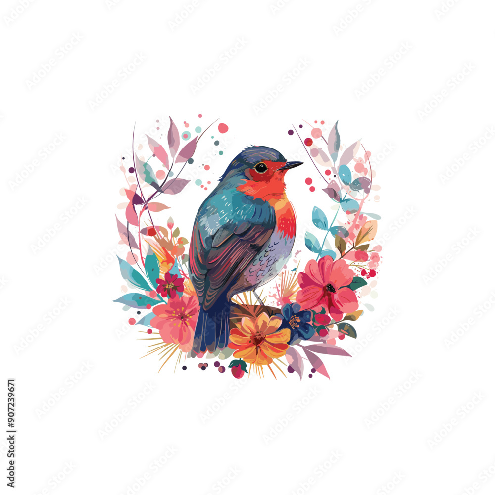 Obraz premium vector image of beautiful birds and wreath.ai generated