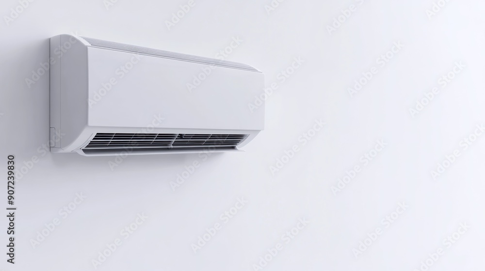 Modern White Air Conditioner Mounted on a Wall Modern White Air Conditioner Mounted on a Wall