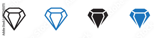 diamond icon Collection in Black and white background 