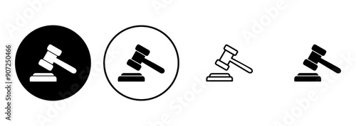 Gavel icon set. judge gavel icon vector. law icon vector. auction hammer