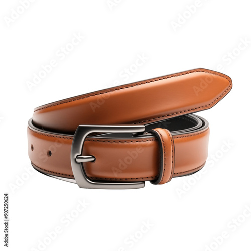 Elegant Brown Leather Belt with Silver Buckle photo