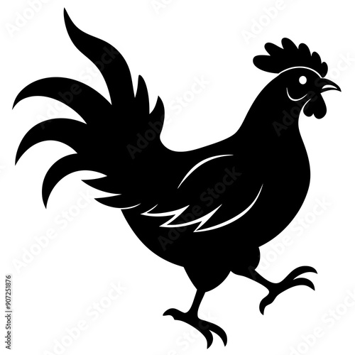 chicken isolated on white, chicken vector illustration, pet vector art, chicken silhouette, rooster vector icon, eps, baby hen