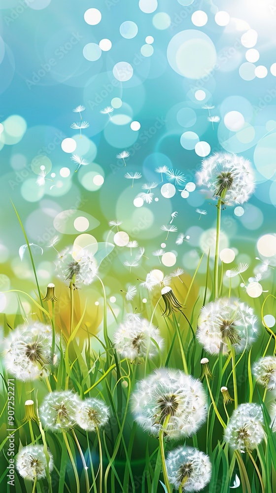 Vector of spring background with white dandelions
Vector of spring background with white dandelions