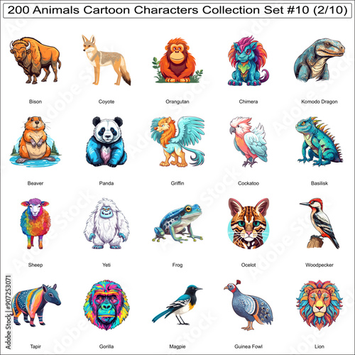 Cute Cartoon Characters Animal Bundle Collection Set of 200 Animals Part 2