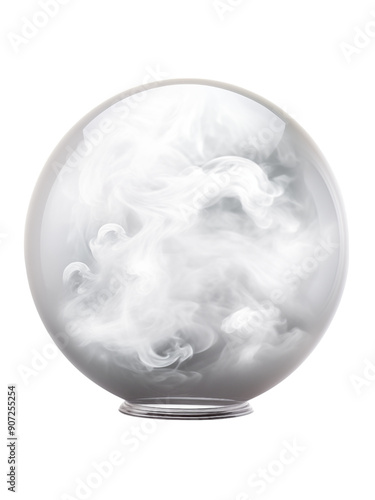 Mysterious Crystal Ball With Swirling White Smoke On Transparent Background