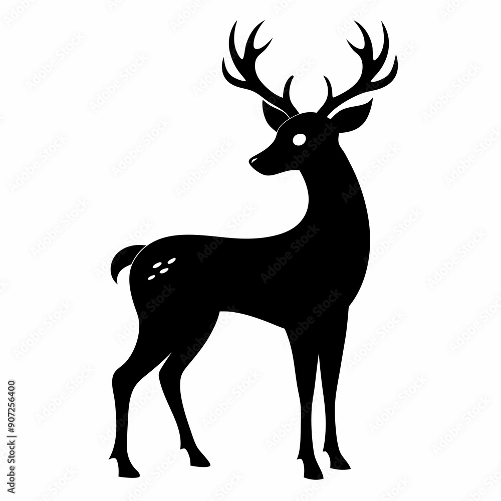 Fototapeta premium deer illustration, deer vector illustration, pet vector art, deers silhouette, animal vector icon, eps, Cartoon deer