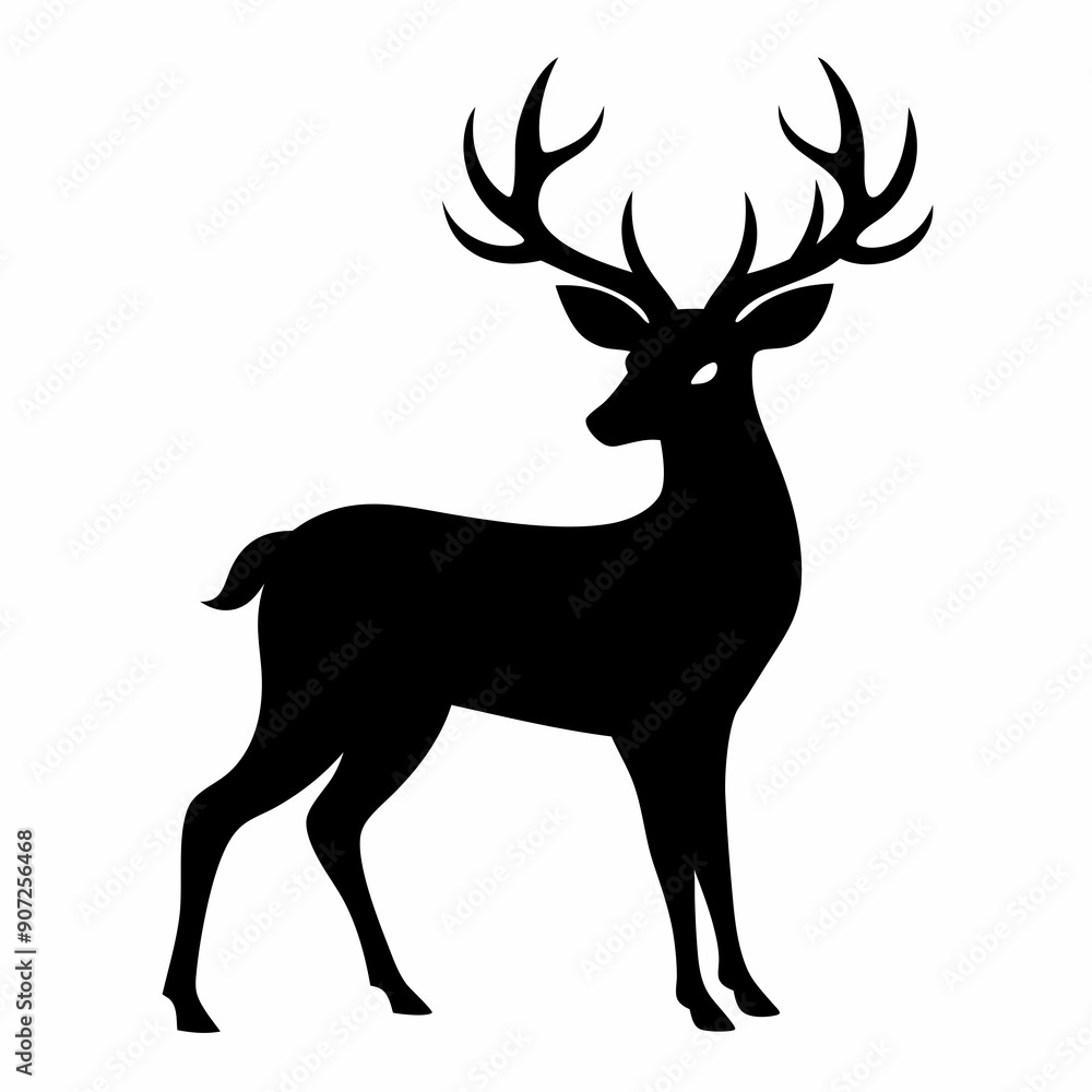 Obraz premium deer illustration, deer vector illustration, pet vector art, deers silhouette, animal vector icon, eps, Cartoon deer