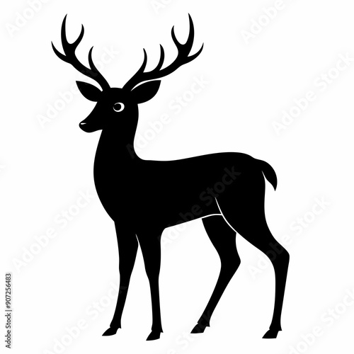 deer illustration, deer vector illustration, pet vector art, deers silhouette, animal vector icon, eps, Cartoon deer