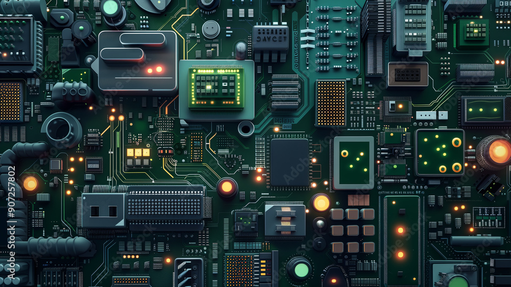 Detailed Circuitboard Layout Stock Illustration | Adobe Stock