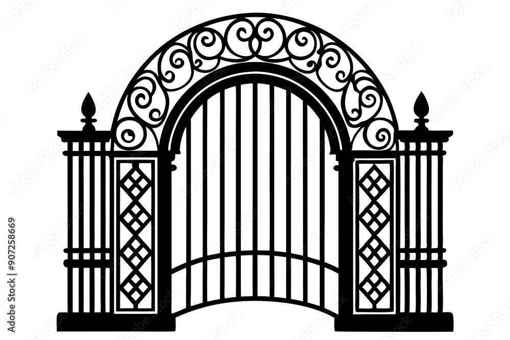 Gate silhouette vector, Fence Gate Vector illustration
Gate silhouette vector, Fence Gate Vector illustration