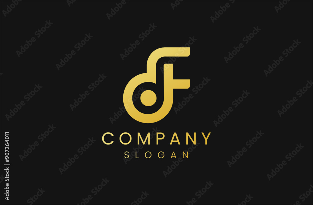 Elegant Gold Musical Note Logo on Black Background Elegant Gold Musical Note Logo on Black Background