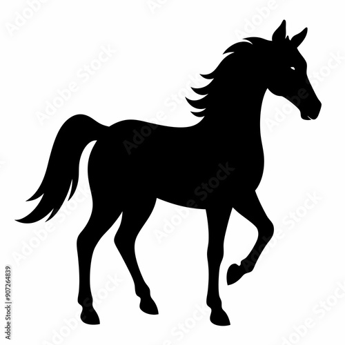 horse silhouette isolated on white, horse vector illustration, pet vector art, horses silhouette, animal vector icon, eps © SvgDesignHub