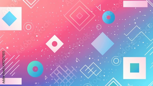 Abstract Geometric Pattern with Pink and Blue Gradient Background photo