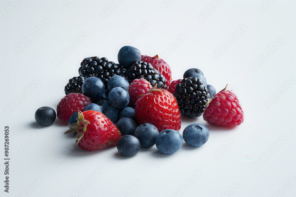 Various berries on a white background Various berries on a white background