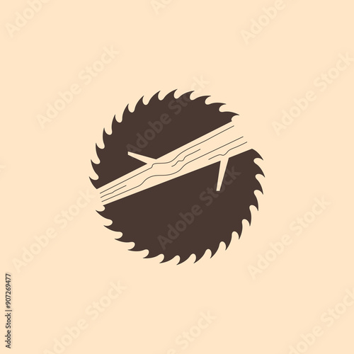 wood saw logo design vector