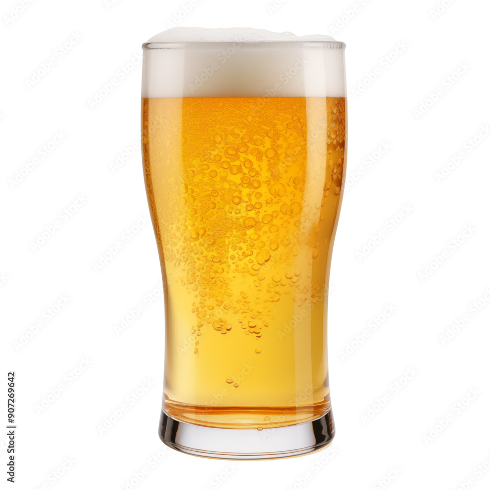 Cold Beer in Tall Glass with Foam Isolated On Transparent Background Cold Beer in Tall Glass with Foam Isolated On Transparent Background