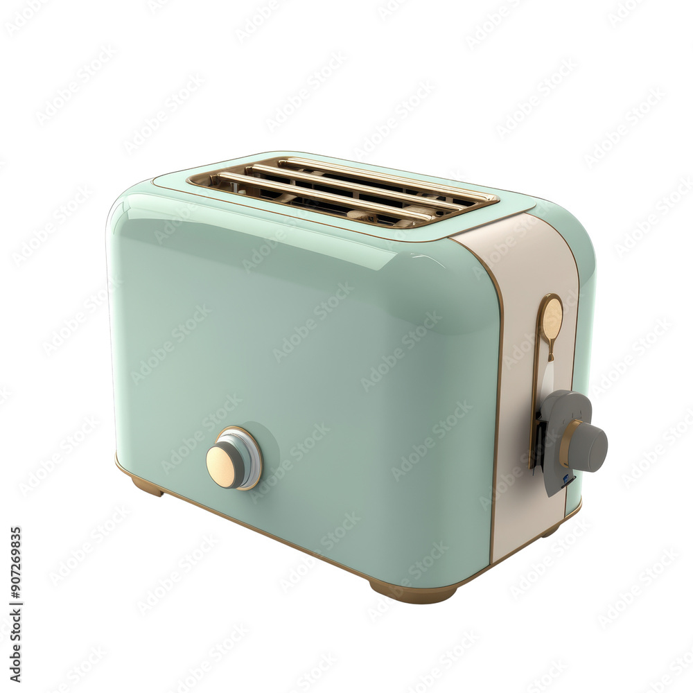 A green toaster oven with a white handle A green toaster oven with a white handle