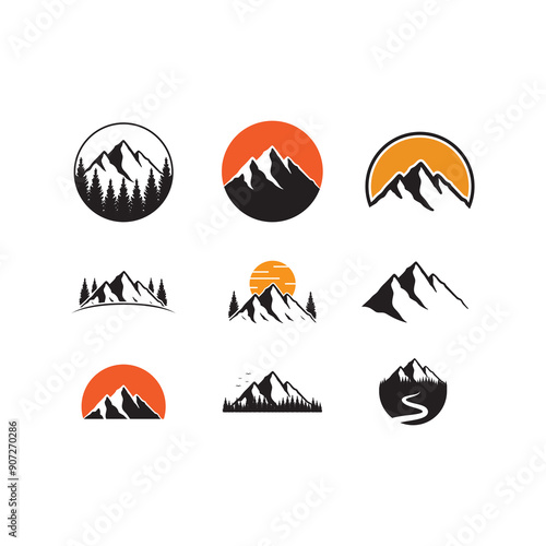 vintage mountain set collection icon design vector