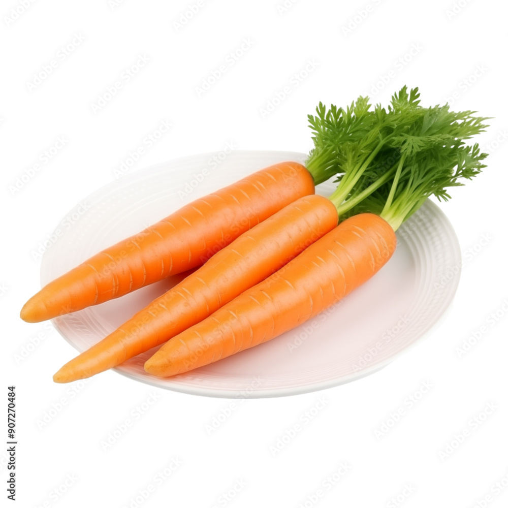 Fresh Carrots With Green Tops On Transparent Background Plate On Transparent Background Fresh Carrots With Green Tops On Transparent Background Plate On Transparent Background