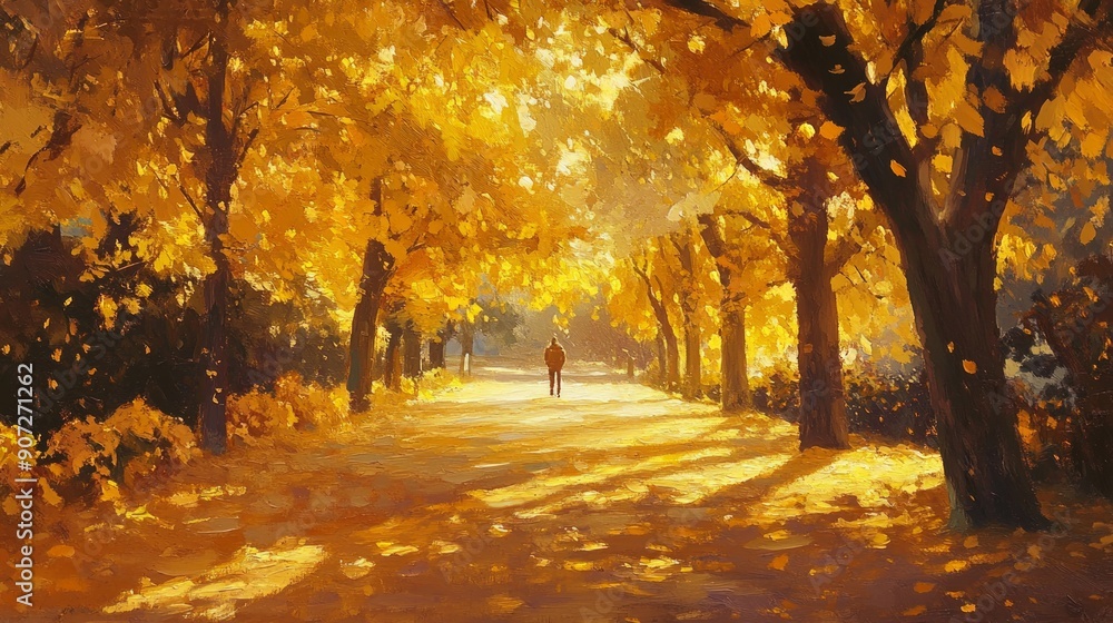 Naklejka premium Golden Autumn Path