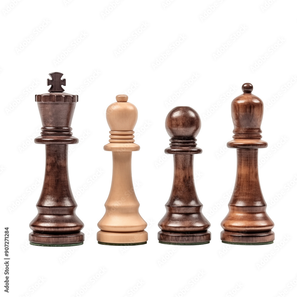 Set Of Wooden Chess Pieces Including King And Queen Set Of Wooden Chess Pieces Including King And Queen