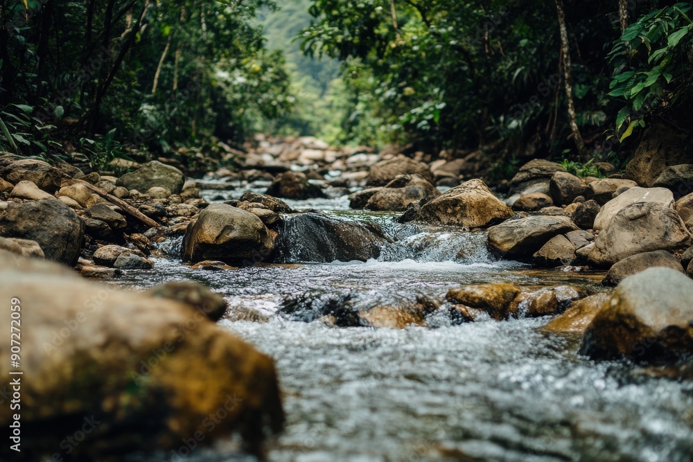 A serene river flows through a lush forest, surrounded by rocks and greenery, creating a tranquil nature scene. A serene river flows through a lush forest, surrounded by rocks and greenery, creating a tranquil nature scene.