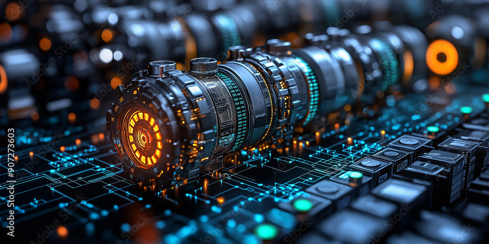 A technology background with bright lights. A technology background with bright lights.