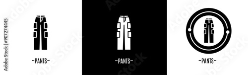 Pants logo set. Collection of black and white logos. Stock vector.