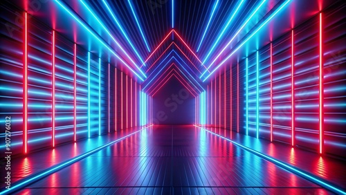 Display of glowing neon lines in a minimalist 3D space, evoking the vastness of the cyber universe. Perfect for adding a touch of futuristic elegance to your desktop.