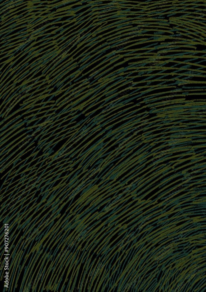 Obraz premium Green line drawing on dark background for decortion on wildlife and nature concept.