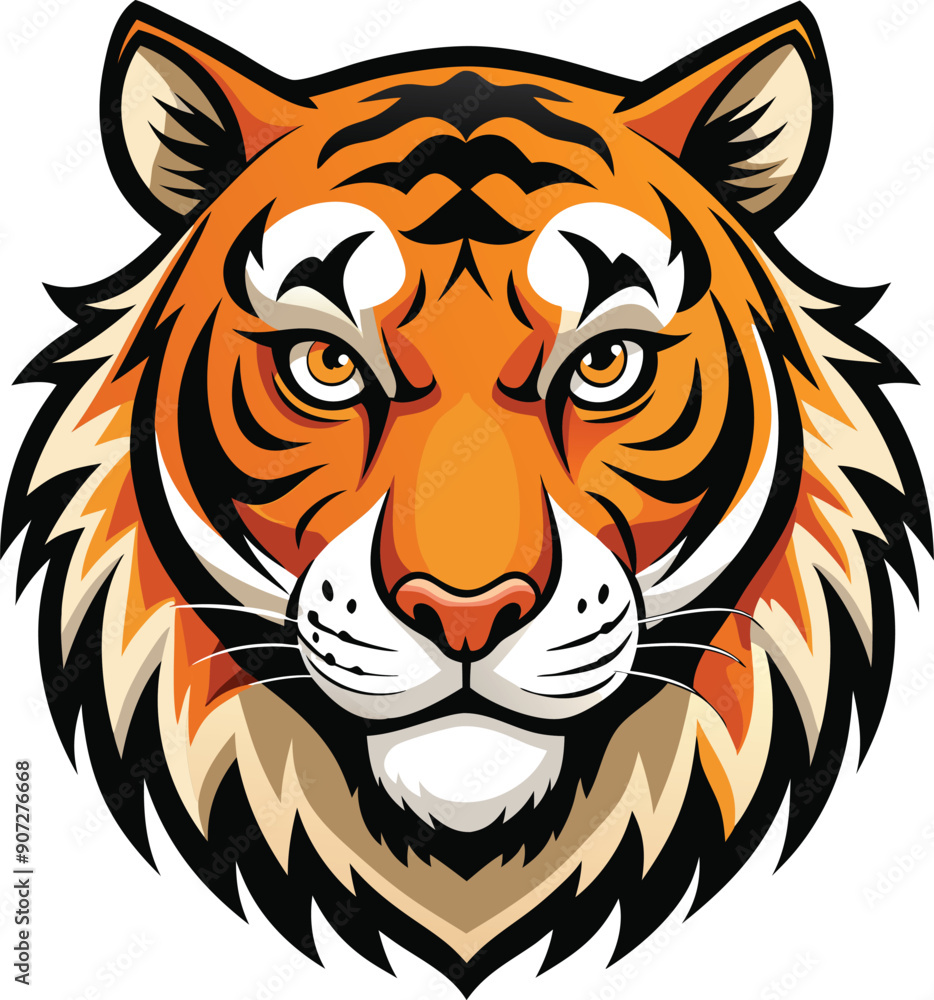 Tiger Head Vector Art Illustration. Generative AI Tiger Head Vector Art Illustration. Generative AI