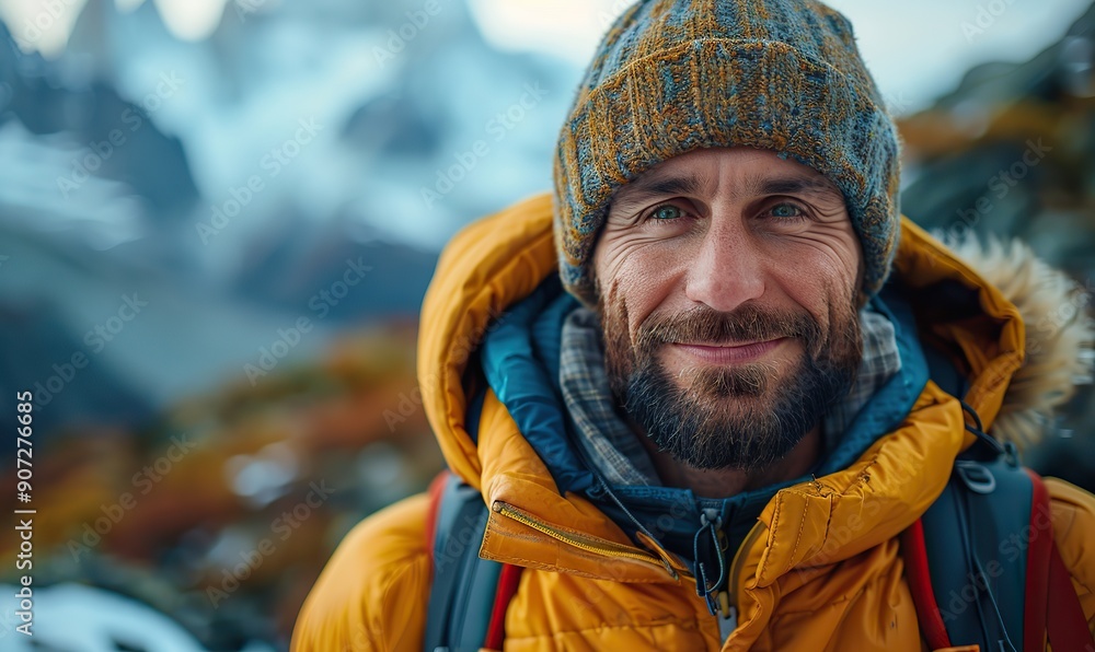 A handsome hiker, taking a selfie on the summit of a mountain, illustrates the intersection of hiking, technology, and lifestyle. A handsome hiker, taking a selfie on the summit of a mountain, illustrates the intersection of hiking, technology, and lifestyle.