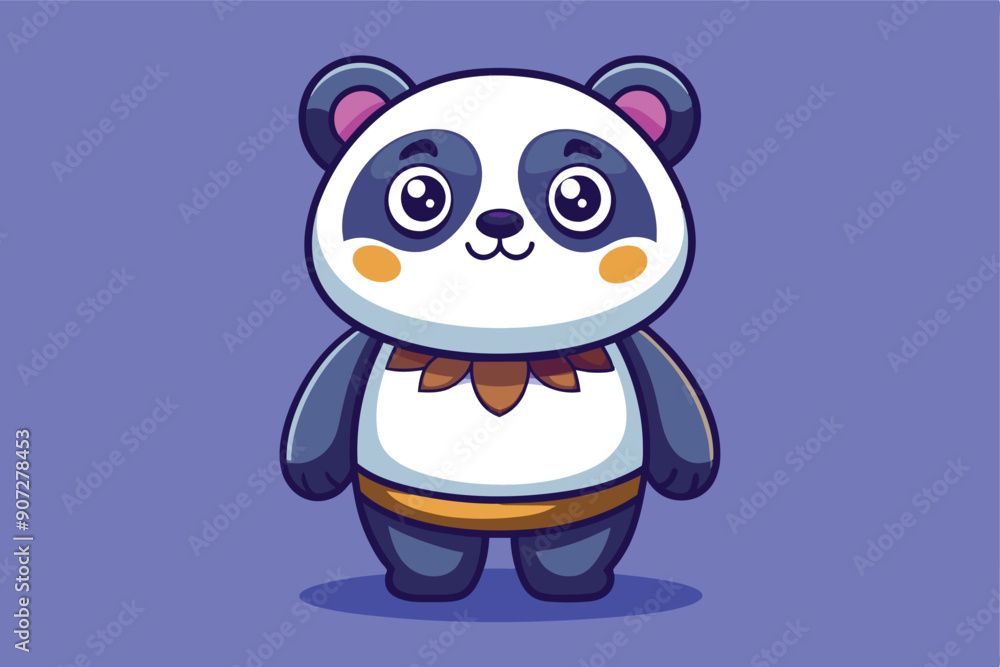 Cute Cartoon Panda Bear with Black and White Fur Cute Cartoon Panda Bear with Black and White Fur
