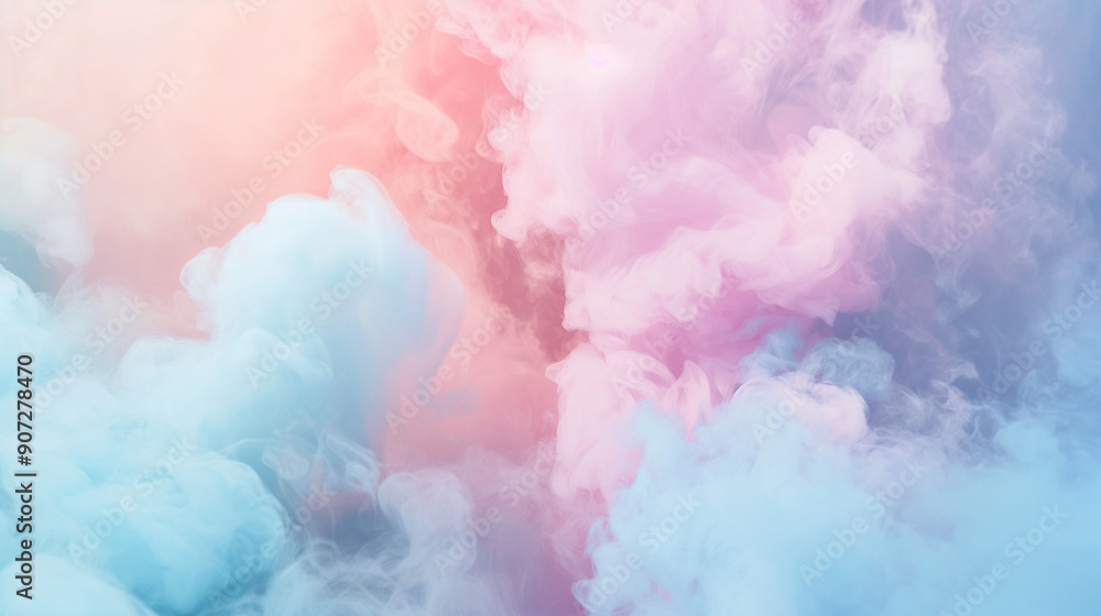 Fototapeta premium Pastel pink and blue smoke, abstract cute dreamy background