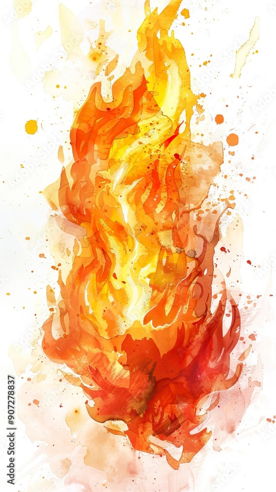 fire painted in watercolor style fire painted in watercolor style