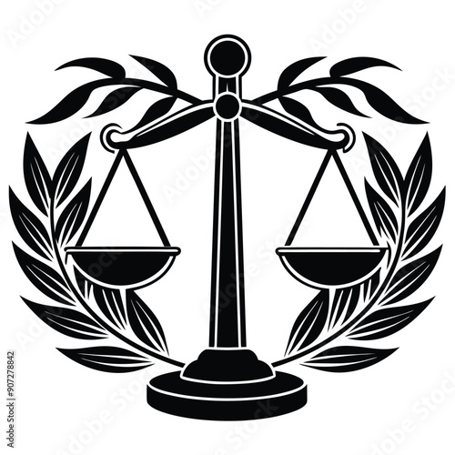 Scales of justice icon silhouette on white background