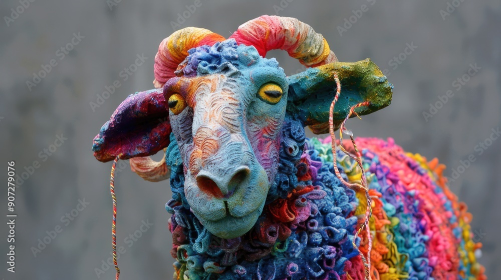 Obraz premium Multicolored sheep sculpture