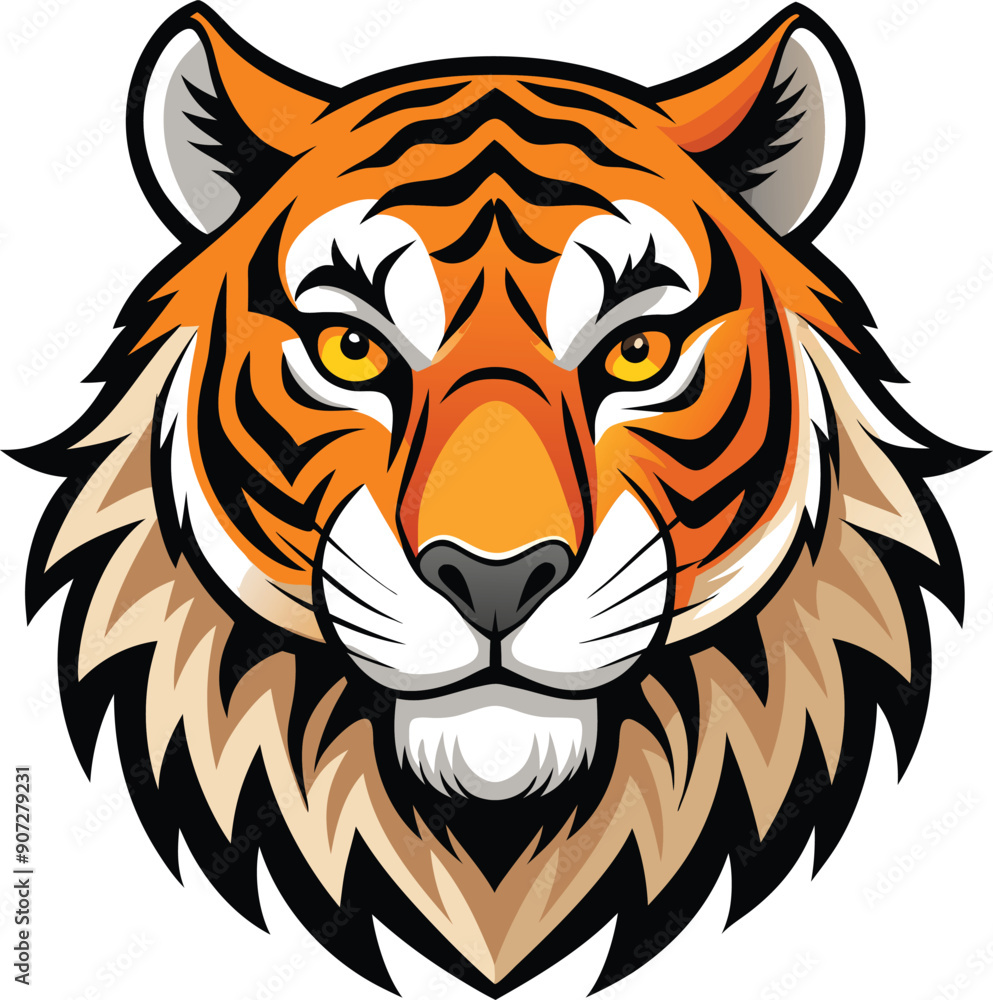 Fototapeta premium Tiger Head Vector Art Illustration. Generative AI