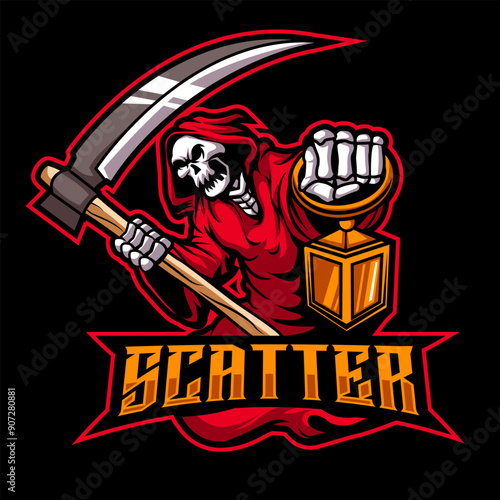 Grim reaper mascot esport logo design.