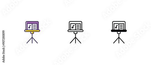 Music stand Icons thin line and glyph vector icon stock illustration