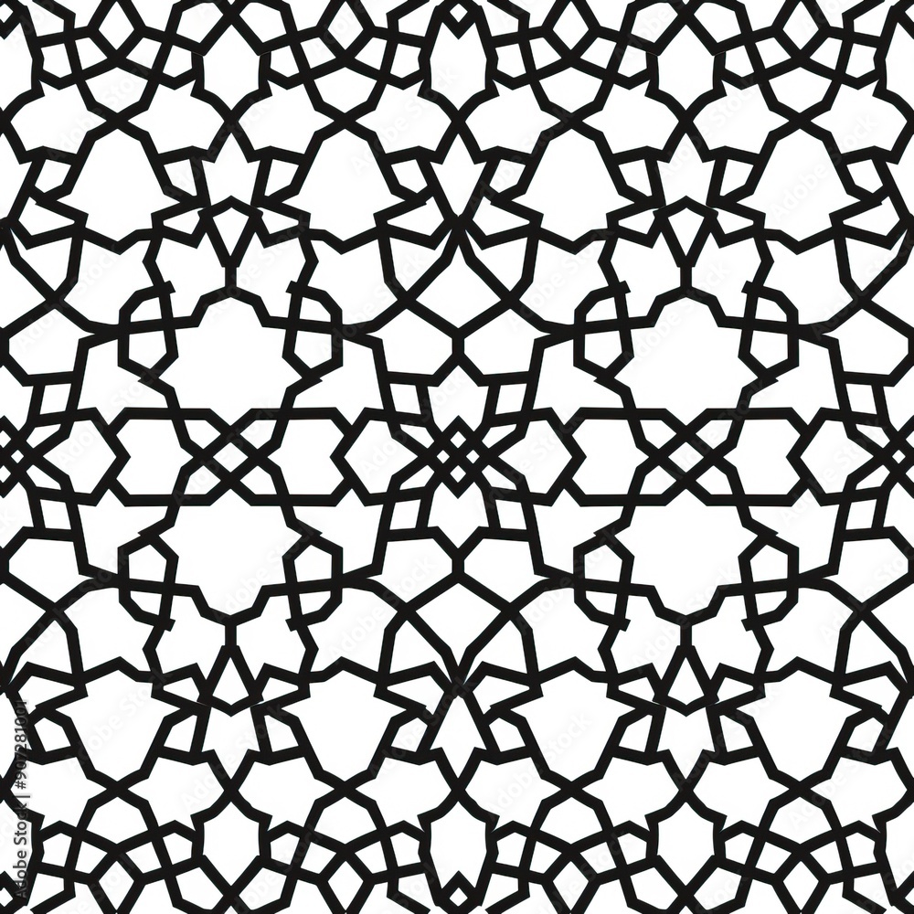 Flat seamless arabic geometric ornament outline pattern Flat seamless arabic geometric ornament outline pattern