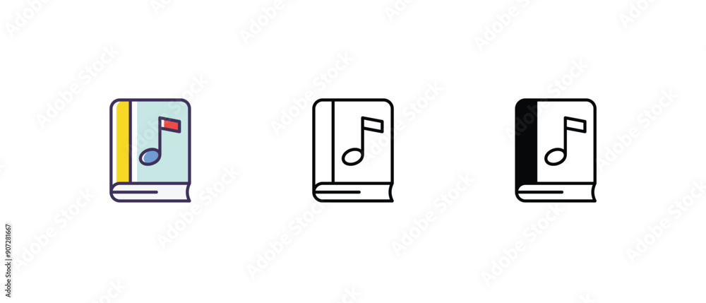 Music book Icons thin line and glyph vector icon stock illustration Music book Icons thin line and glyph vector icon stock illustration