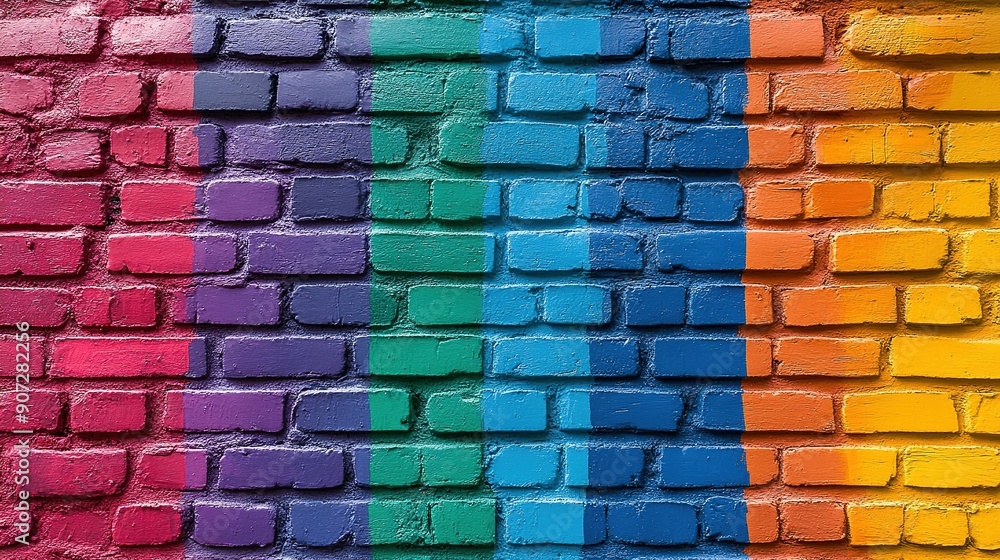 Rainbow-Colored Brick Wall Rainbow-Colored Brick Wall